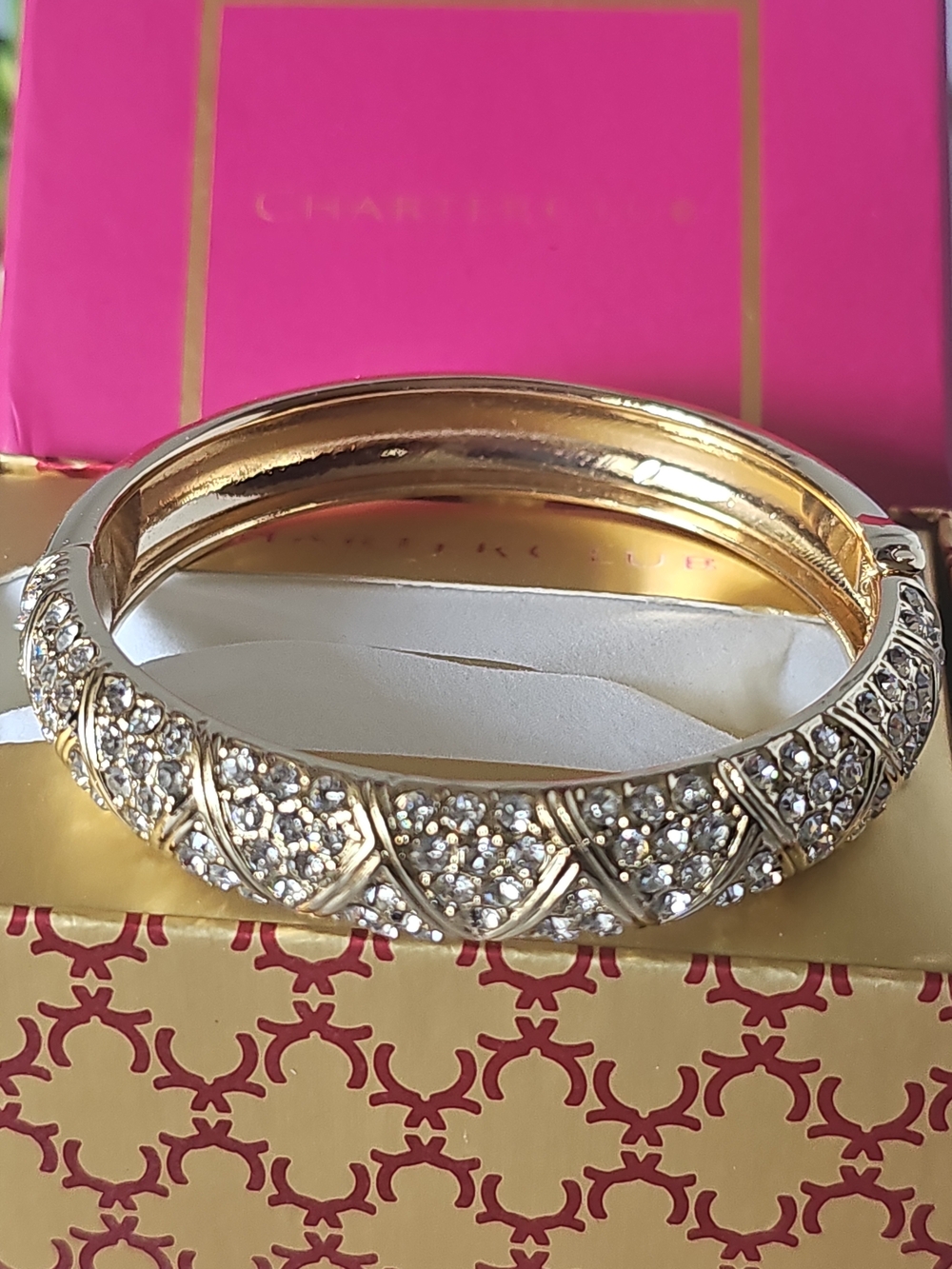 Charter Club Gold-Tone Crystal Pavé Bangle Bracelet
